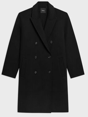 Theory Black Relaxed Double-Breasted Coat/Wool-Melton MP 0901420
Color black/M